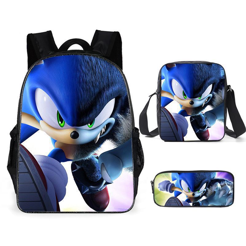Sonic Backpack Primary and Middle School Students Schoolbag Boys Girls Anime Cartoon School Bag Mochila Zipper Shoulders