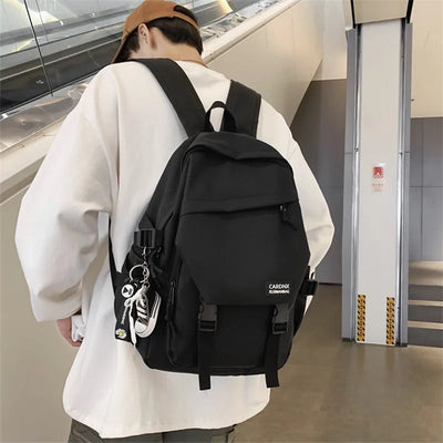 School bag, male college student, trendy brand, campus backpack, double shoulder bag, female, Korean style, simple, versatile, t