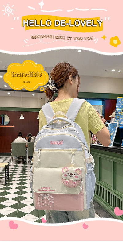 Schoolbag, a lightweight and large - capacity backpack designed for junior high school girls, aiming to relieve pressure and pro
