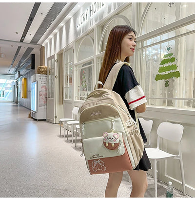 Schoolbag, a lightweight and large - capacity backpack designed for junior high school girls, aiming to relieve pressure and pro