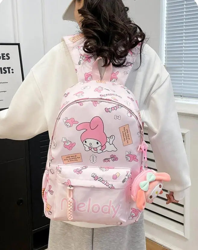 Kuromi Backpack Student School Bag Primary and Middle kawaii Cartoon Girls School Bag Mochila
