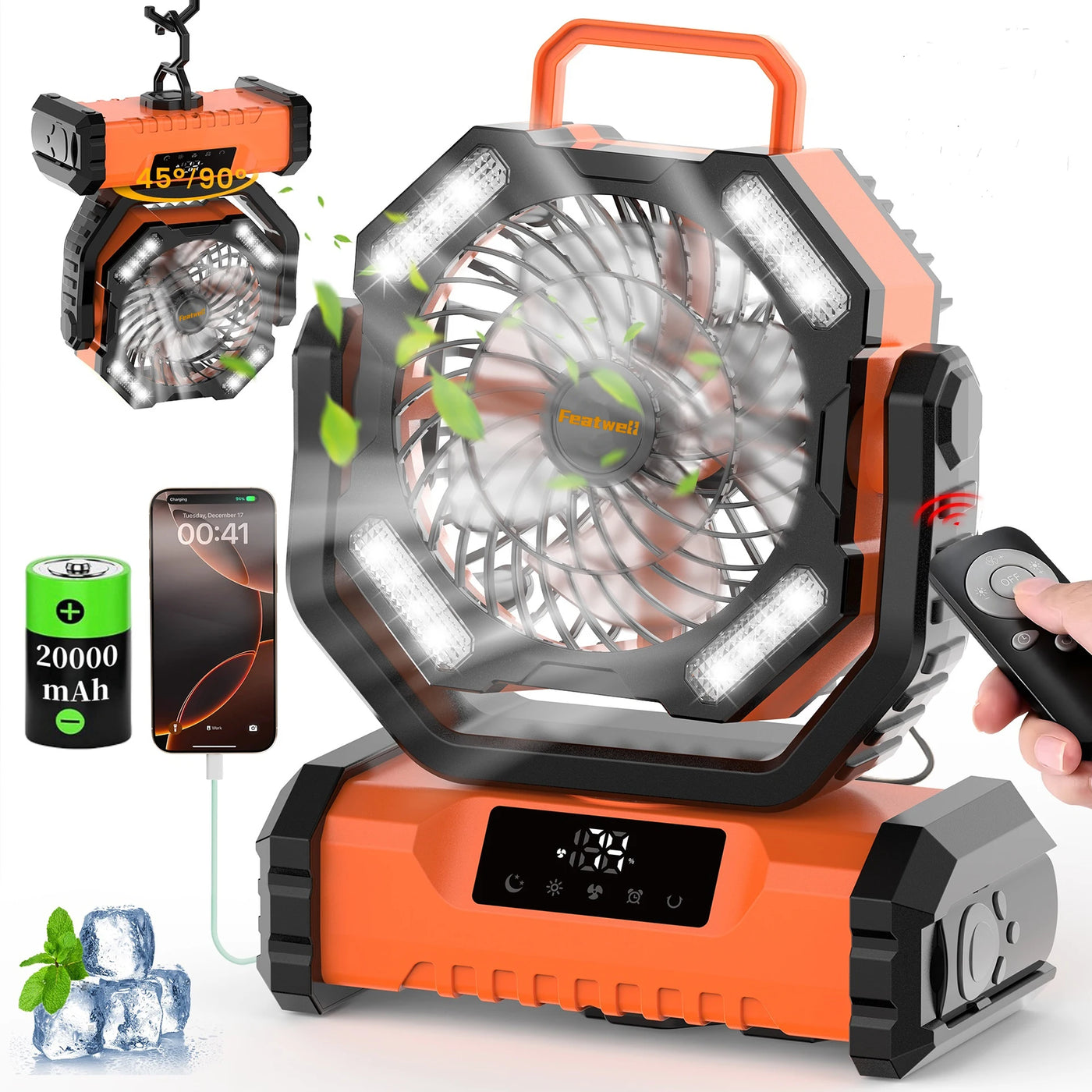 New 20000mAh Portable LED Camping Fan