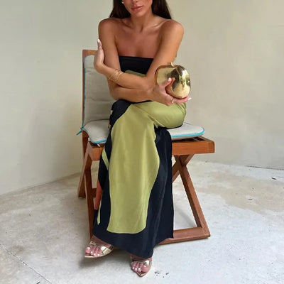 2025 Summer Women Fashion Sleeveless Off Shoulder Vestidos Sexy Strapless Backless Printed Long Dress Lady Party Evening Robes