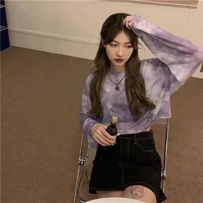 T-Shirts Women Tie Dye Casual Trendy Elegant Sun-proof Sexy Ladies Tees Teens Sheer Tops Summer Hot Selling Beach Simple Cozy