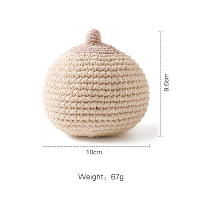 Wooden Baby Teether Crochet Elephant Toy