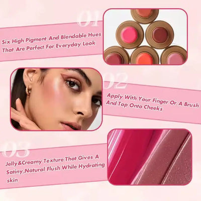 Summer Pocket Blush Stick 3-in-1Blush Stick Lasting Brightens Facial Cheek Stick Moisturizing Lip Gloss Makeup Easy To Apply