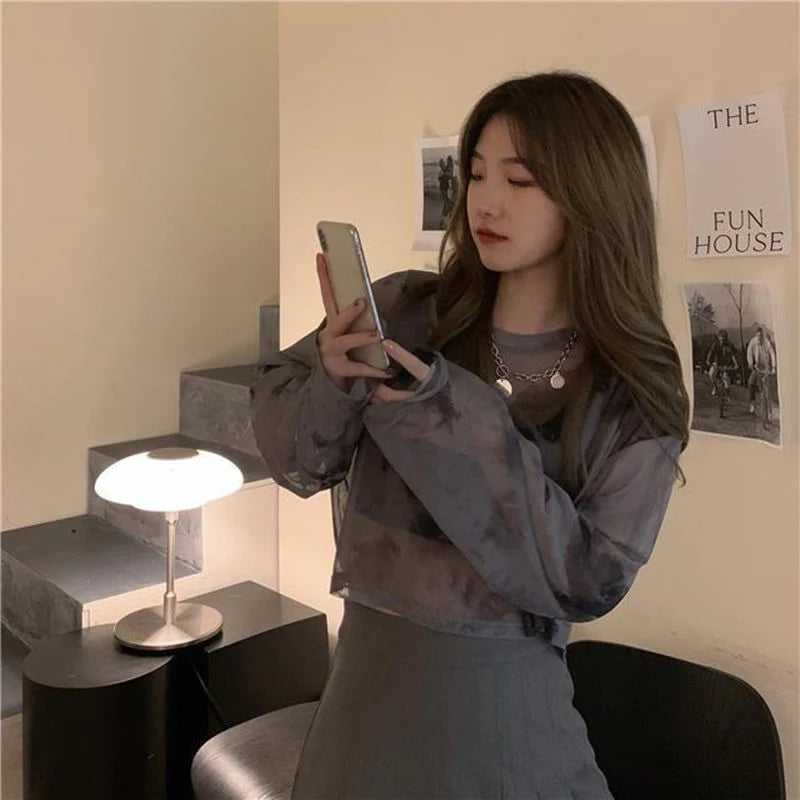 T-Shirts Women Tie Dye Casual Trendy Elegant Sun-proof Sexy Ladies Tees Teens Sheer Tops Summer Hot Selling Beach Simple Cozy