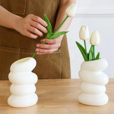 Plastic Spiral White Vase Nordic Creative
