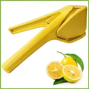 Max Juice Extraction Lemon Lime Squeezer EasytoUse Flat Lemon Squeezer with Leverage Squeezer with Built in Strainer Yellow