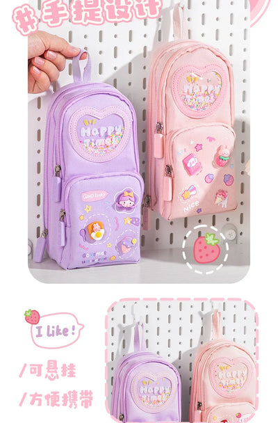 Schoolbag Style Pencil Case Girls Elementary School Students Children Large Capacity High Aesthetic Value Simple Cute Stationery
