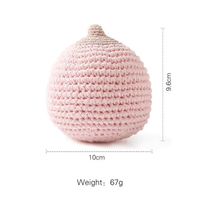 Wooden Baby Teether Crochet Elephant Toy