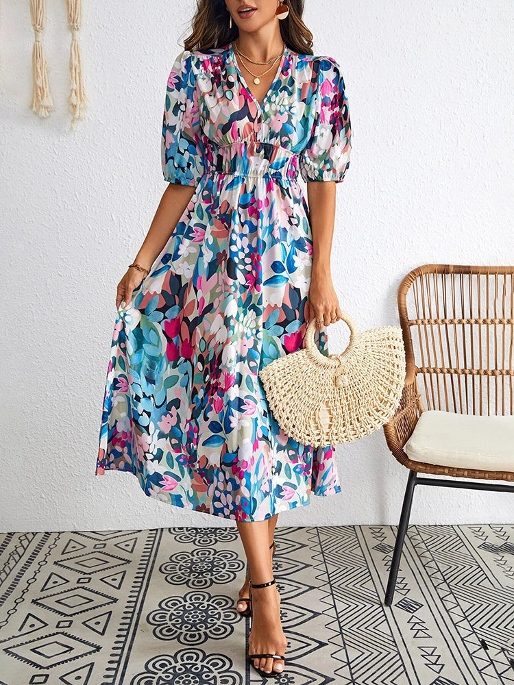 Women Summer Floral Long Dress,Fashion Women's Bohemian Dresses,Woman Clothing,Woman Clothes,Sundress,New In Dress 2025