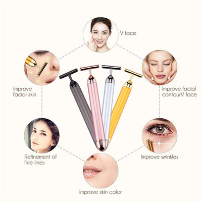 Golden T-Shaped Facial Body Massager