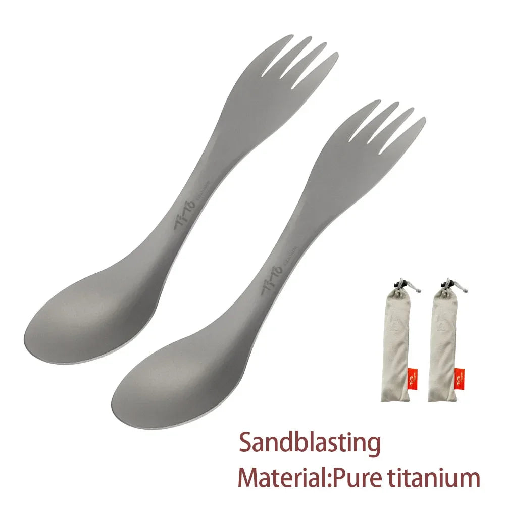 2Pcs Pure Titanium Spork