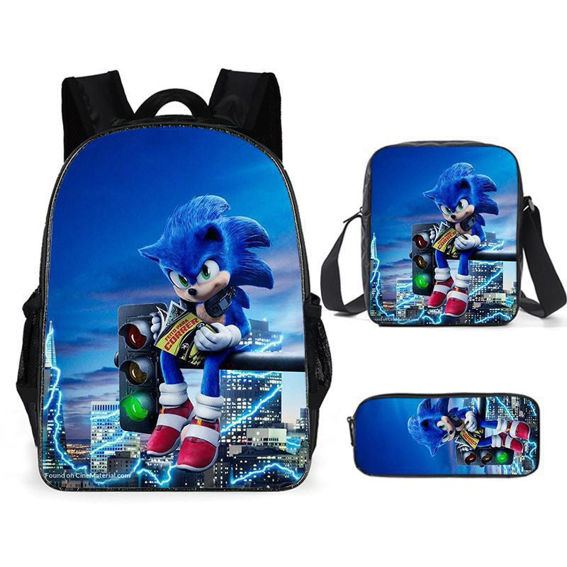 Sonic Backpack Primary and Middle School Students Schoolbag Boys Girls Anime Cartoon School Bag Mochila Zipper Shoulders