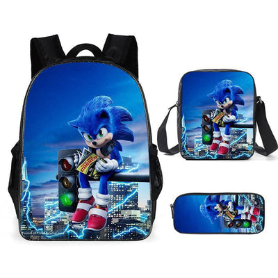 Sonic Backpack Primary and Middle School Students Schoolbag Boys Girls Anime Cartoon School Bag Mochila Zipper Shoulders