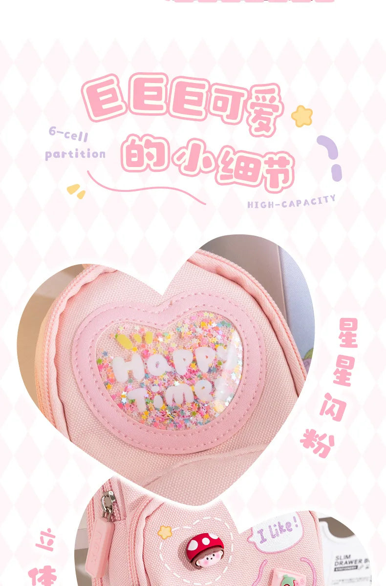 Schoolbag Style Pencil Case Girls Elementary School Students Children Large Capacity High Aesthetic Value Simple Cute Stationery