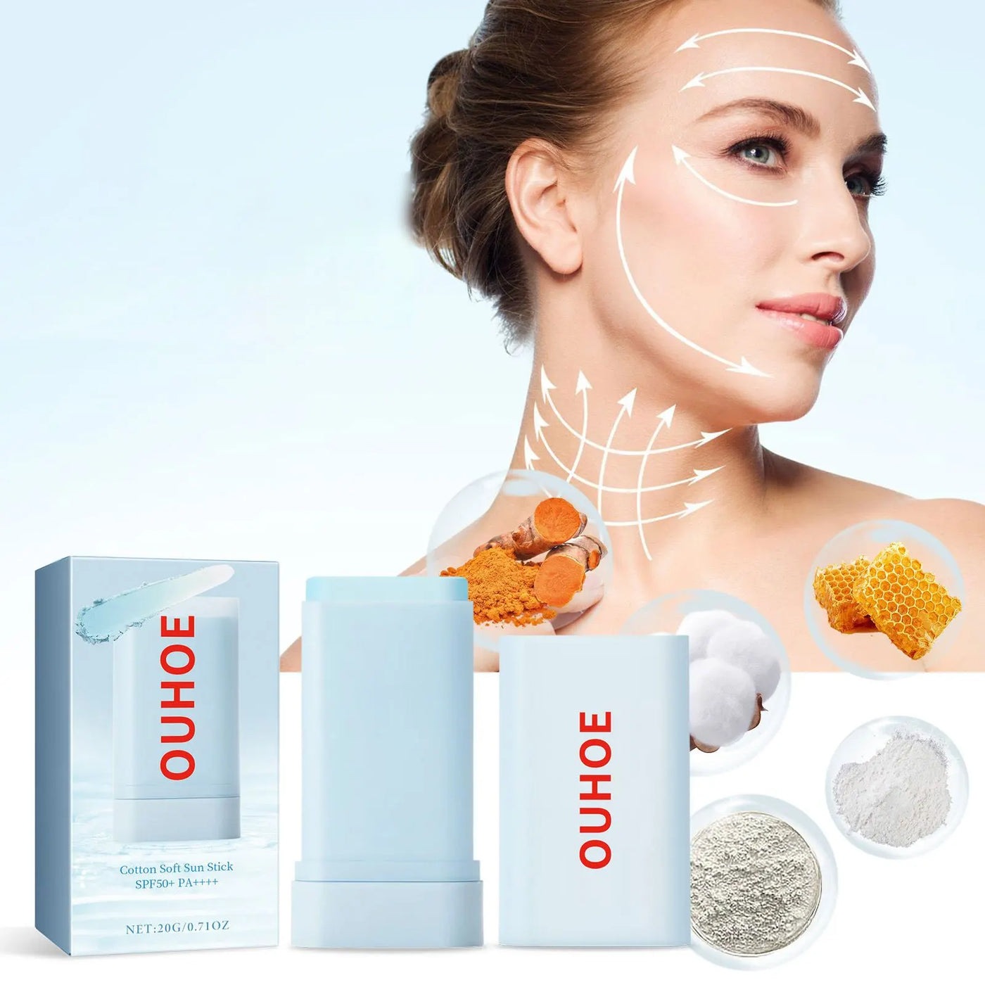 Cotton Soft Sun Stick SPF 50+ Pa++++ Sunblock UV Isolation Anti Oxidant Oil-Control Moisturizing Sun Protection Sunscreen Cream