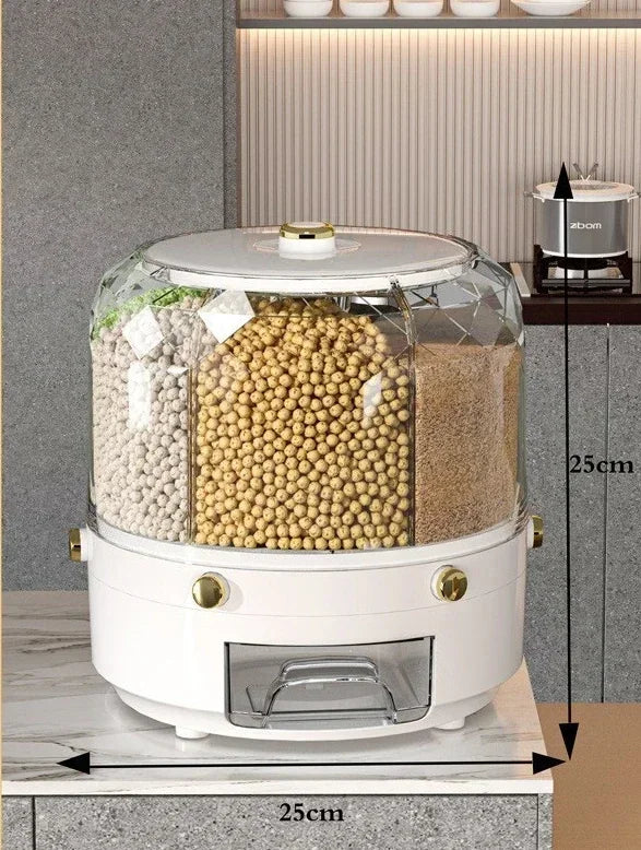 360° Rotating Rice Dispenser Storage Box
