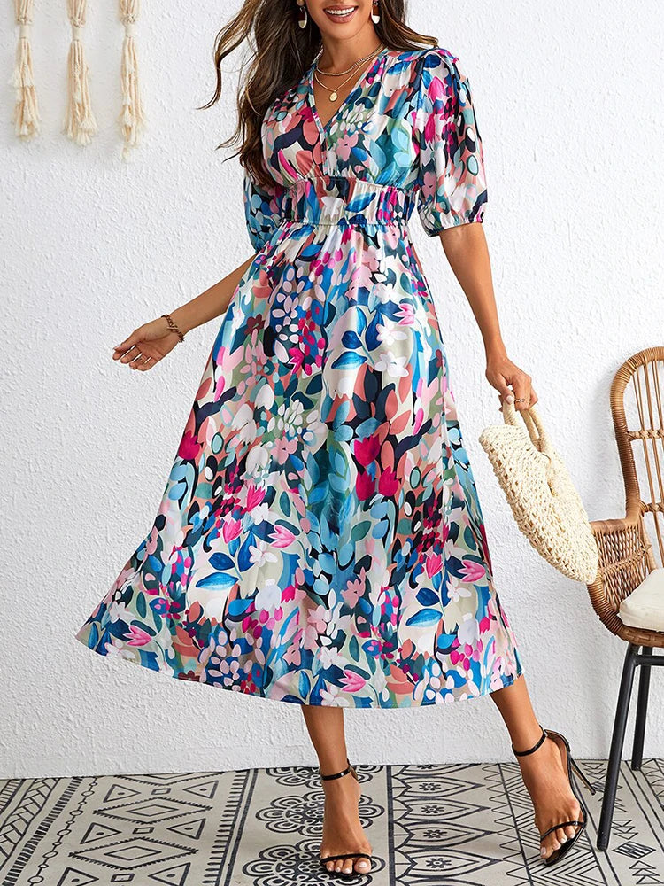Women Summer Floral Long Dress,Fashion Women's Bohemian Dresses,Woman Clothing,Woman Clothes,Sundress,New In Dress 2025