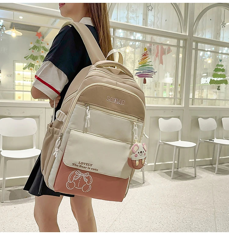 Schoolbag, a lightweight and large - capacity backpack designed for junior high school girls, aiming to relieve pressure and pro