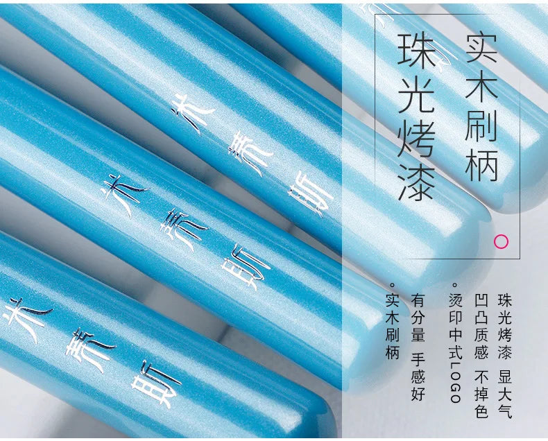 13-Piece Blue Makeup Brush Set