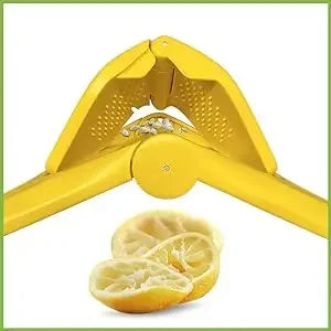 Max Juice Extraction Lemon Lime Squeezer EasytoUse Flat Lemon Squeezer with Leverage Squeezer with Built in Strainer Yellow