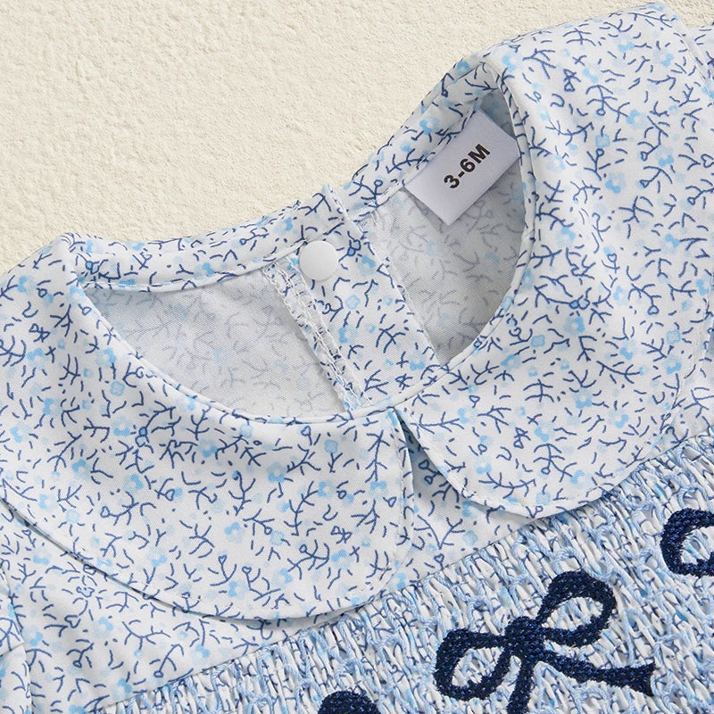 Girls Floral Short Sleeve Romper Dress