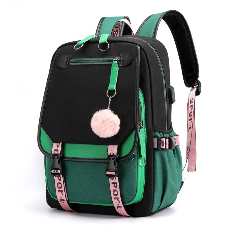 School Backpacks for Young Boys Girls Bagpack College Students Kawaii School Bag Harajuku Fashion Travel Rucksack Black Pink Bag