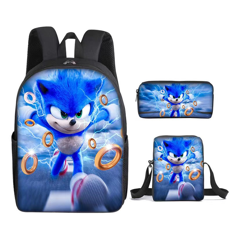 Sonic Backpack Primary and Middle School Students Schoolbag Boys Girls Anime Cartoon School Bag Mochila Zipper Shoulders
