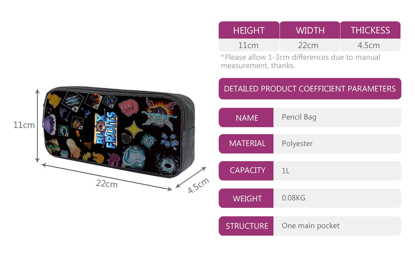 ROBLOX Blox Fruits Primary School Bag Children's Cartoon Backpack Backpack Kawaii Cartoon School Bag Mochila