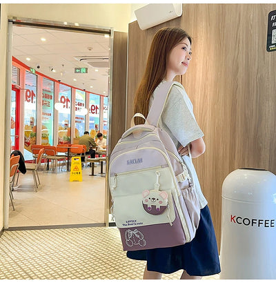 Schoolbag, a lightweight and large - capacity backpack designed for junior high school girls, aiming to relieve pressure and pro