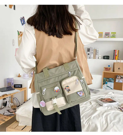 School Tote Book Bags for Girls Satchels Canvas Women Handbags Shoulder Bag Nylon Ladies Messenger Bag Oxford Crossbody Bags