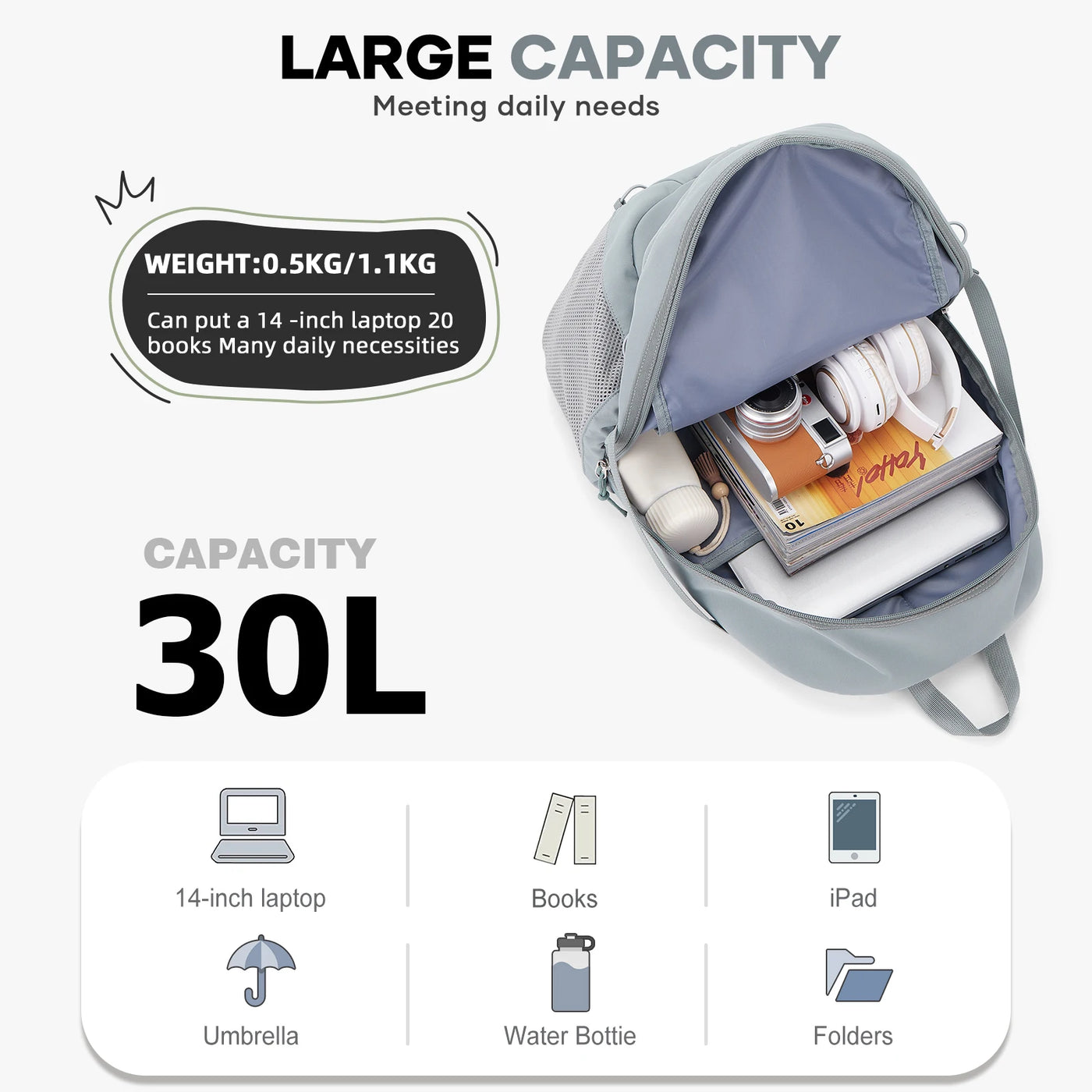 Schoolbag girls high school students, new college students computer bag, junior high school students backpack, simple travel bag