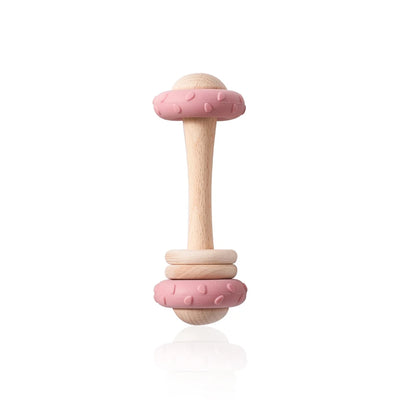 Wooden Rattle & Silicone Teether Toy