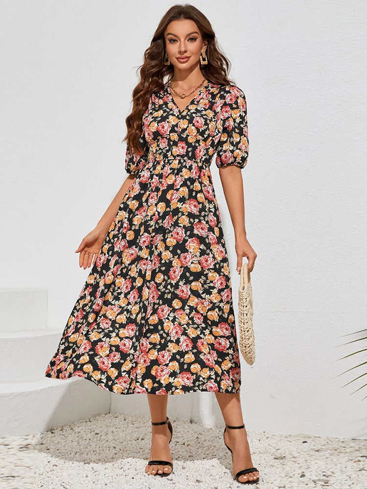 Women Summer Floral Long Dress,Fashion Women's Bohemian Dresses,Woman Clothing,Woman Clothes,Sundress,New In Dress 2025