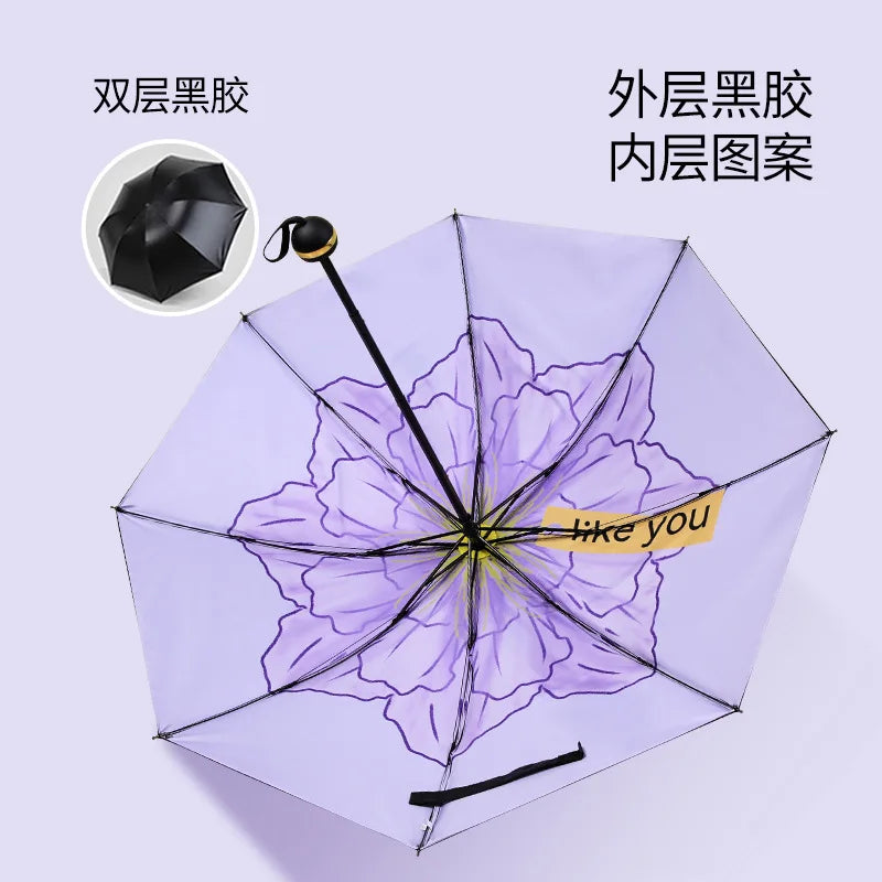 Sun Umbrella UV Protection Sunblock Double Sunshade Umbrella Both Rain and Shine Vinyl Umbrella