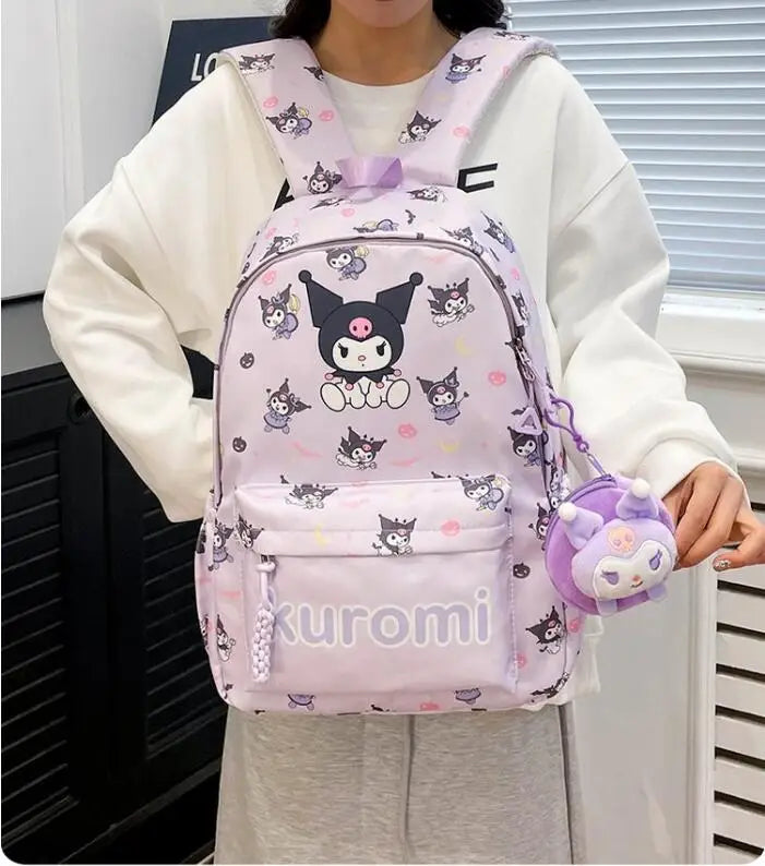Kuromi Backpack Student School Bag Primary and Middle kawaii Cartoon Girls School Bag Mochila