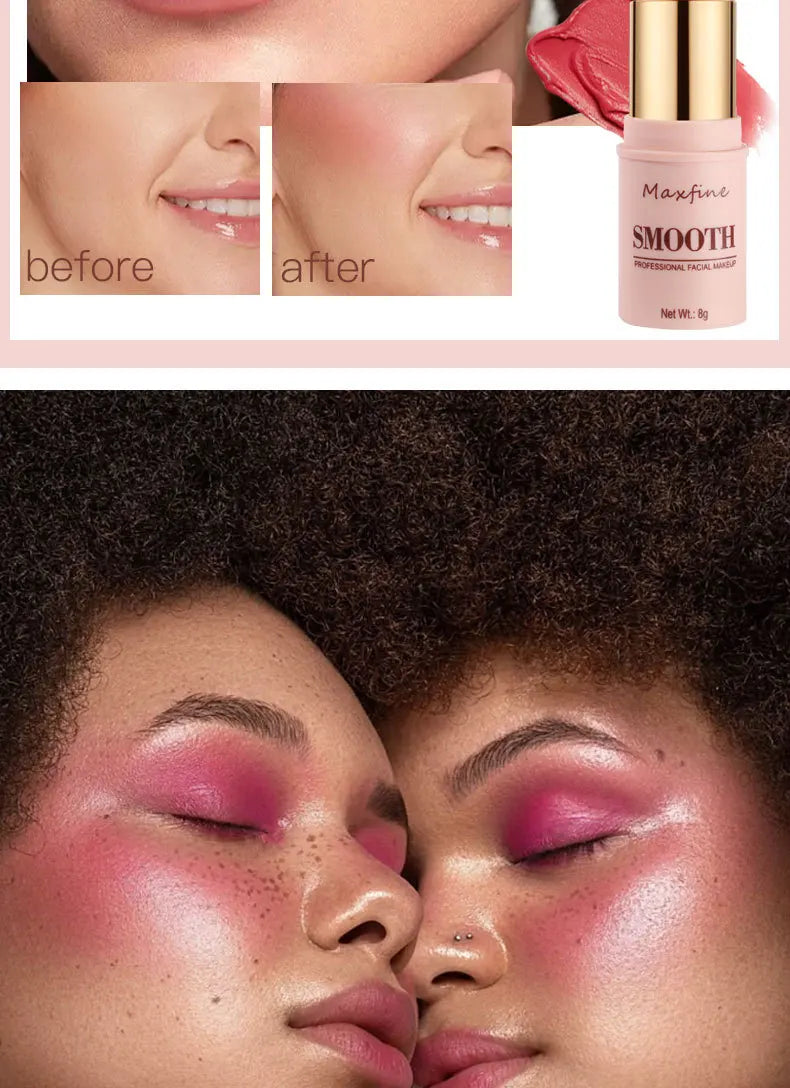 Smooth Blush Stick Naturally Saturated Long-lasting Waterproof Easy to Wear Matte Blush 3 in 1 Makeup Used On Lips Eyes Cheeks