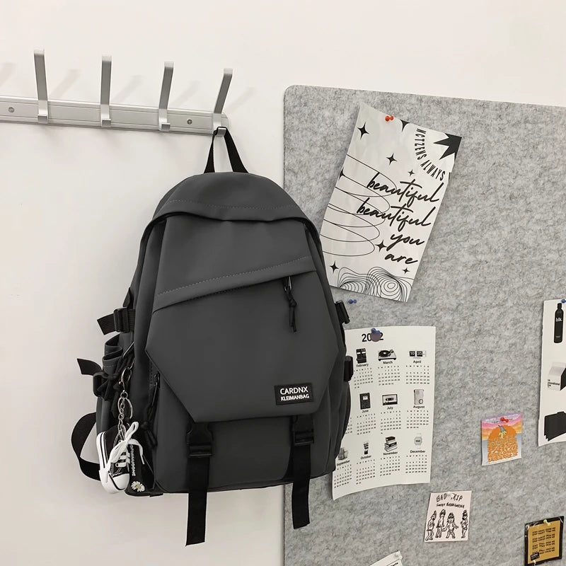 School bag, male college student, trendy brand, campus backpack, double shoulder bag, female, Korean style, simple, versatile, t