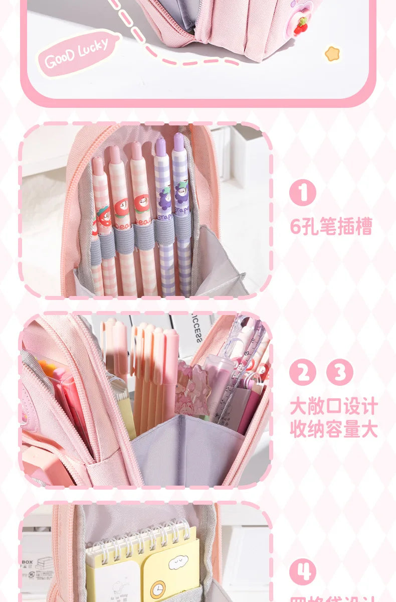 Schoolbag Style Pencil Case Girls Elementary School Students Children Large Capacity High Aesthetic Value Simple Cute Stationery