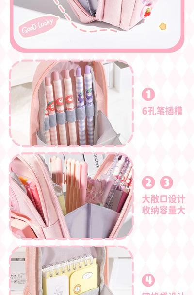 Schoolbag Style Pencil Case Girls Elementary School Students Children Large Capacity High Aesthetic Value Simple Cute Stationery