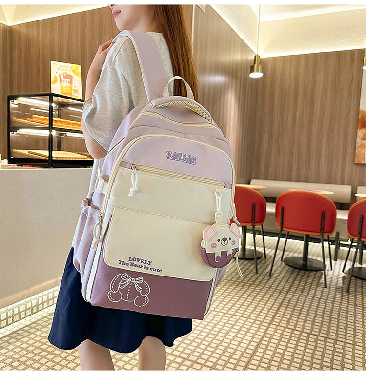 Schoolbag, a lightweight and large - capacity backpack designed for junior high school girls, aiming to relieve pressure and pro