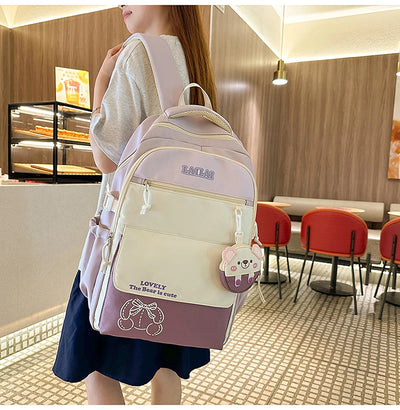 Schoolbag, a lightweight and large - capacity backpack designed for junior high school girls, aiming to relieve pressure and pro