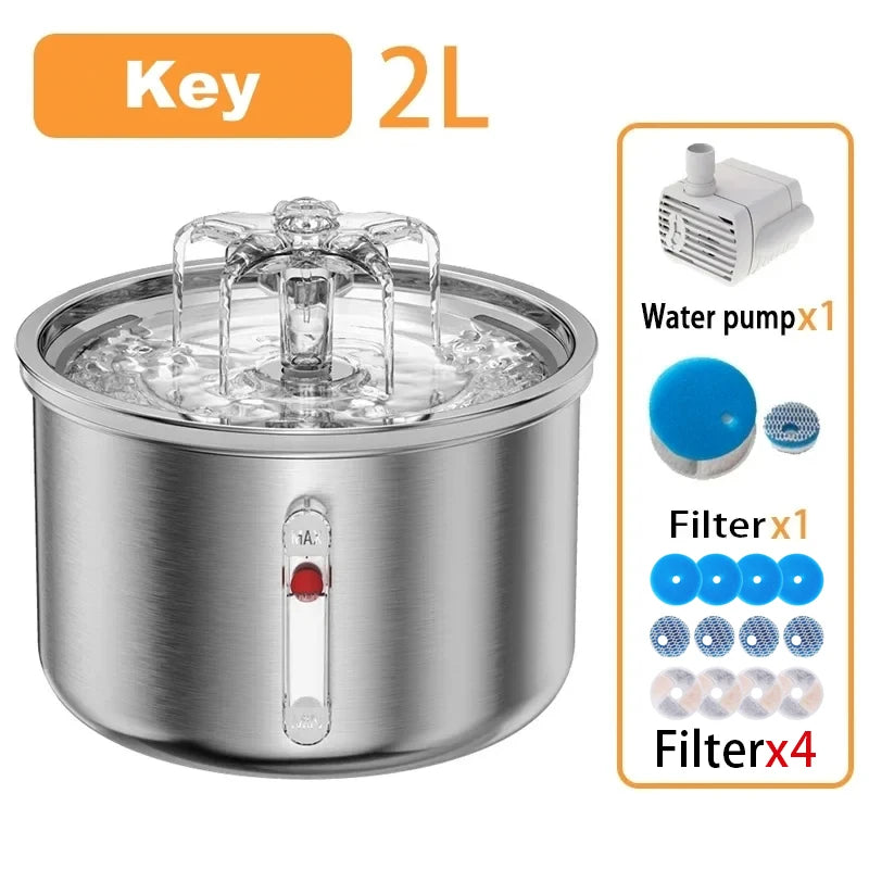 Stainless Steel 2L Automatic Dog Water Fountain