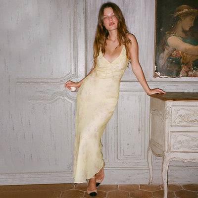 2025 Spring Summer Fashion Lady Robe Sexy Mermaid Dress Women V-neck Sleeveless Backless Slim Hip Package Long Dresses Female