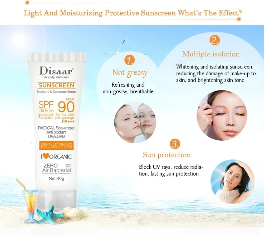 Body Whitening Sun Cream Sunscreen Facial Solar Blocker Moisturizing Refreshing Not Greasy Protector Solar SPF50/90 Skin Care