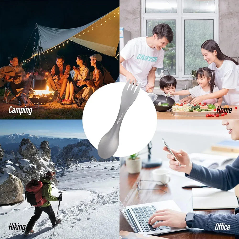 2Pcs Pure Titanium Spork