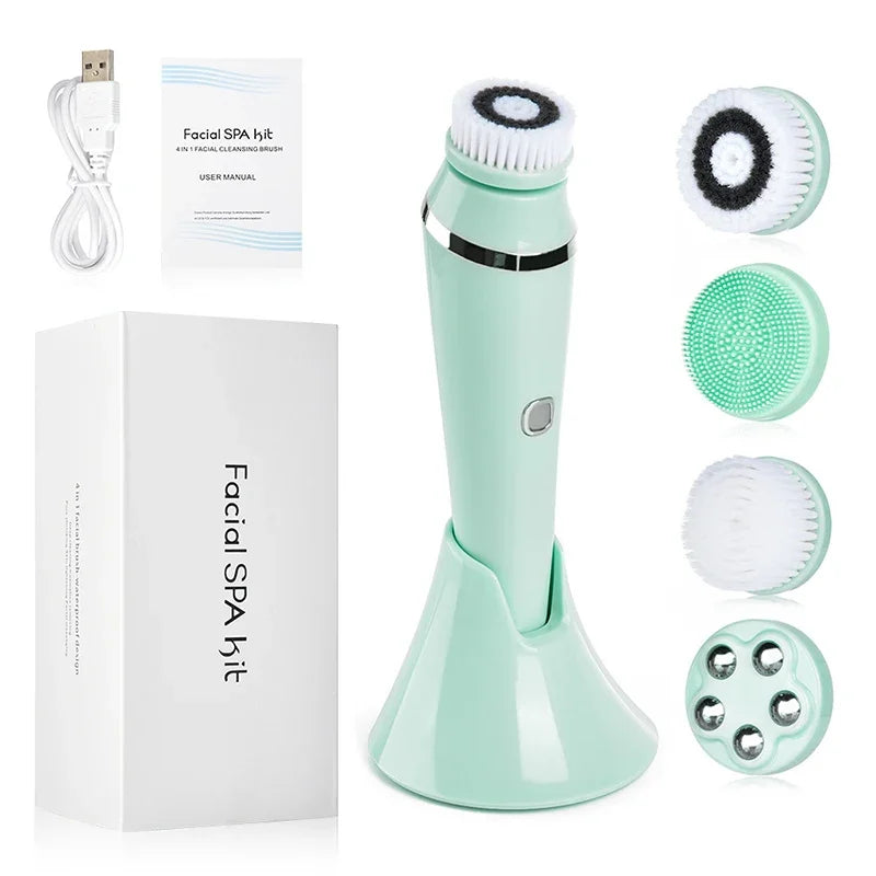 4-in-1 Rechargeable Sonic Facial Cleansing Brush