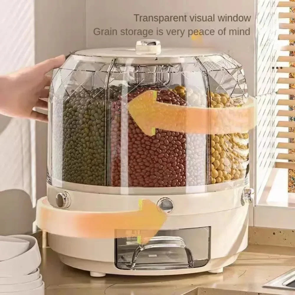 360° Rotating Rice Dispenser Storage Box